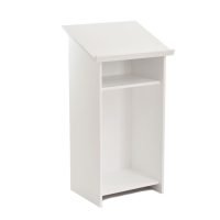 Professional white speakers lectern and podium stand by Exhibition Plinths front view