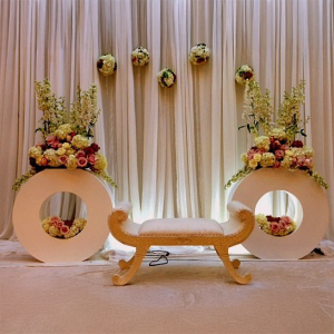 Plinths displaying flowers