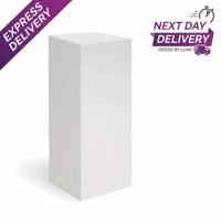 Express next day white display plinth measuring 400mm x 1000mm with purple express delivery badges